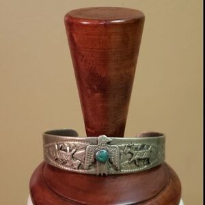 Southwestern NAVAJO Cuff Bracelet with Turquoise Accent